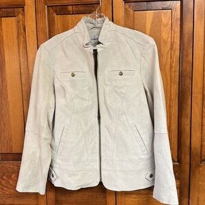 Chicos Suede Leather Birch Utility Biker Moto Jacket Chicos 1/Size 8